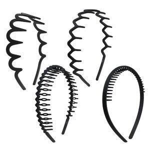 4 PCS Headband with Teeth, Zig Zag Headbands for Women Wavy Headband Black Fashi